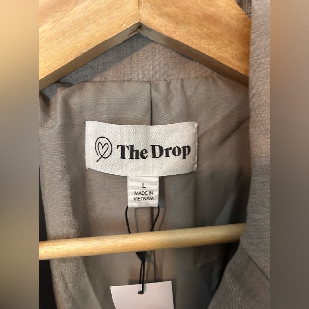 NWT The Drop Liza Relaxed Double Breasted Blazer, Heather Cream, Size L - Picture 4 of 9